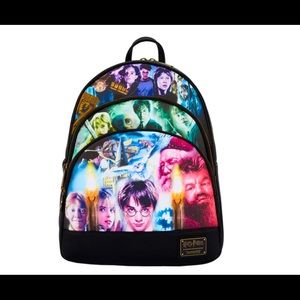 LOUNGEFLY HARRY POTTER TRILOGY TRIPLE POCKET MINI BACKPACK
